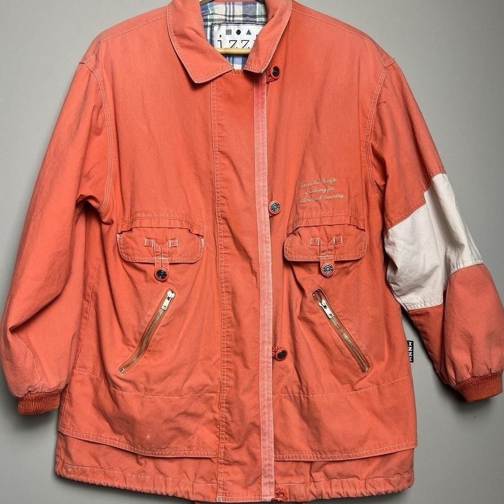 Vintage iZZi Utility Jacket‎ Womens Medium Y2K Workwear Streetwear Plaid Lined
